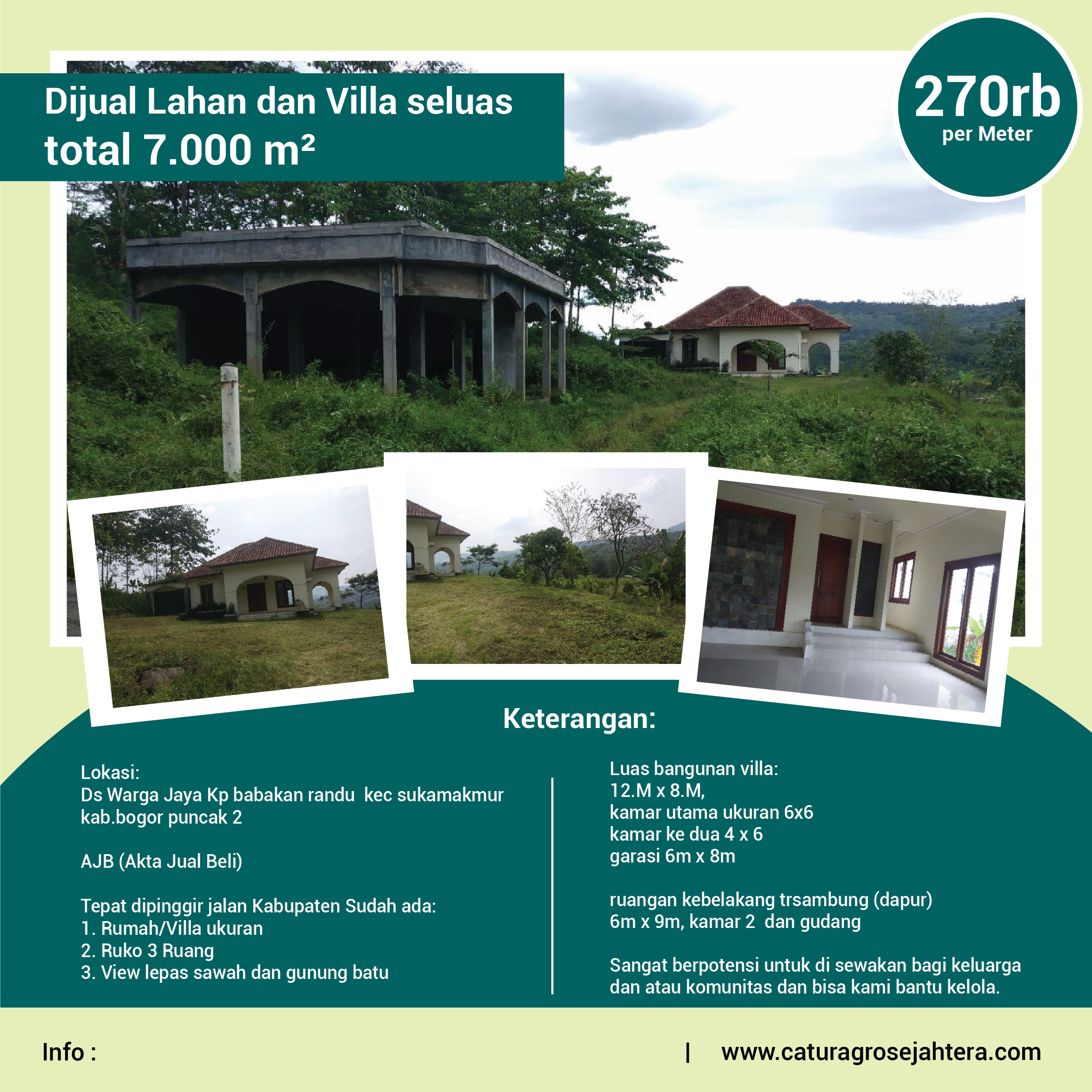 Lahan dan Villa seluas total 7.000 m²