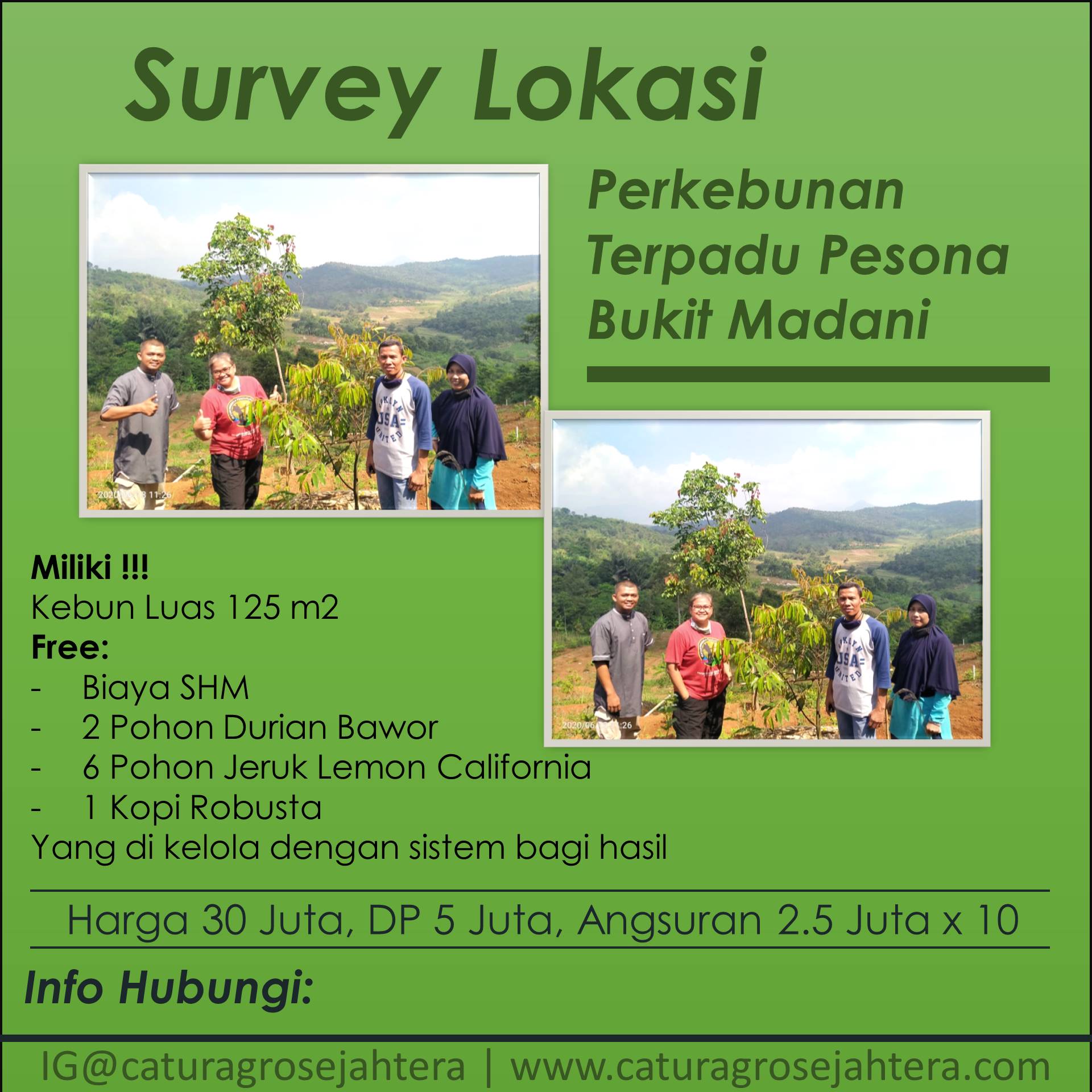 survei lokasi kebun durian Pesona Bukit Madani