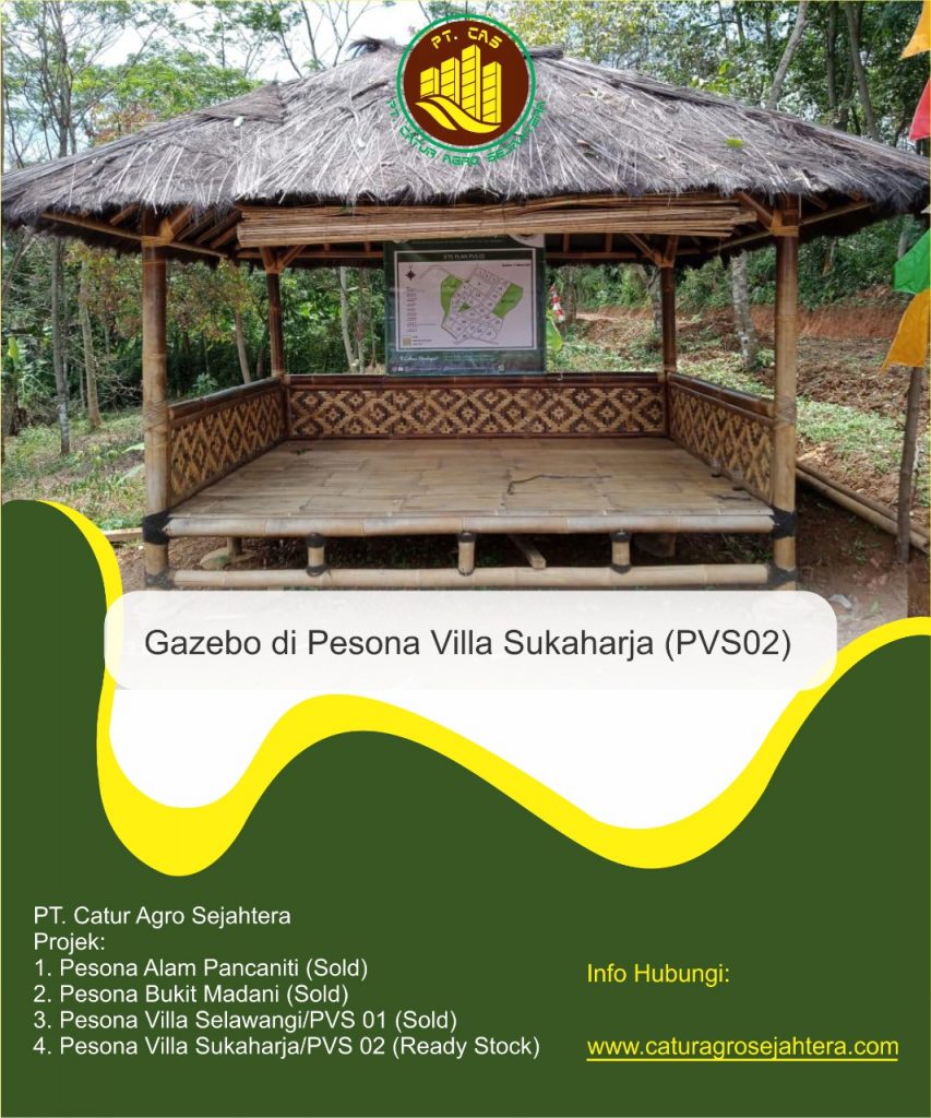 gazebo bambu 1 lantai di kebun durian dan kopi robusta pesona villa sukaharja